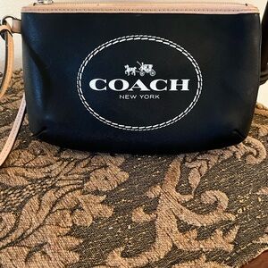 Coach large  Black and Tan Wristlet wallet
